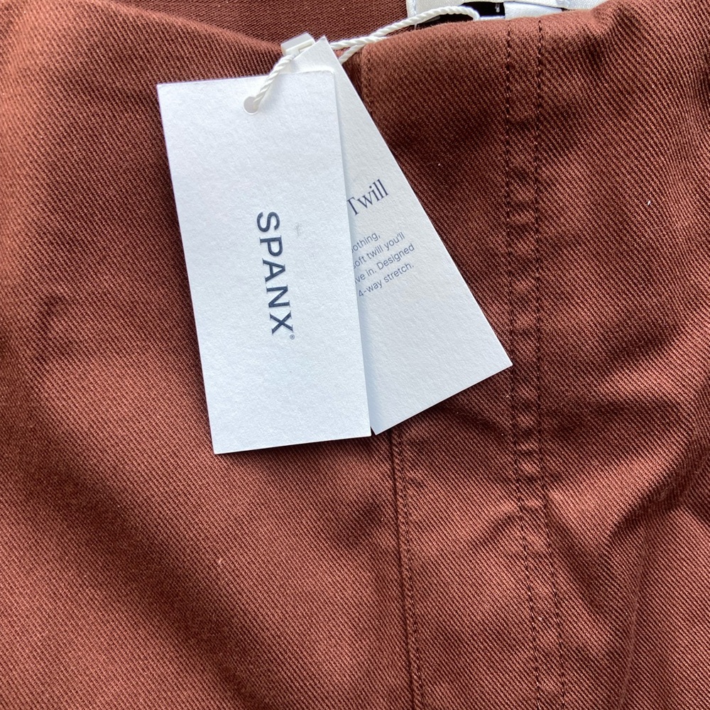 New with tags! Spanx Brown Stretch Twill Cropped Wide Leg Pants